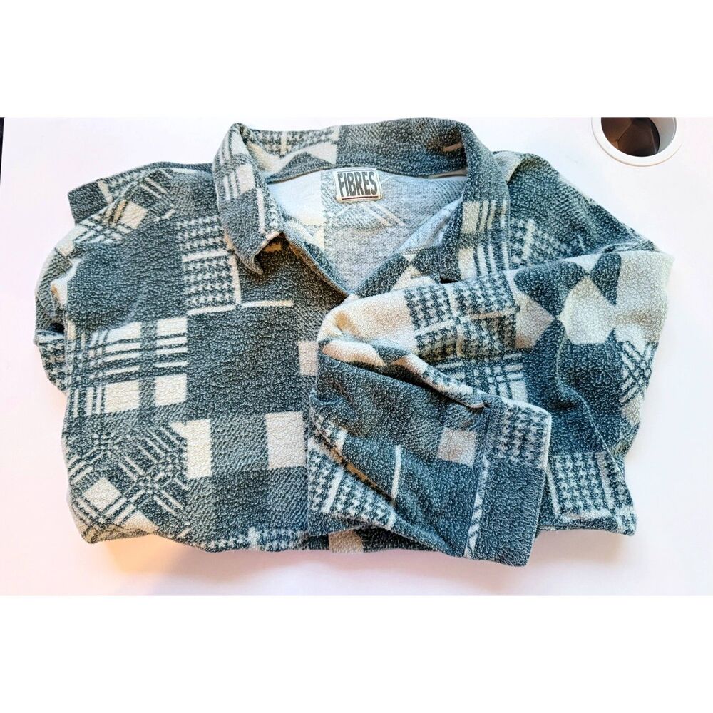 Fibres Blue Patterned Shacket Button Up Xl - image 5